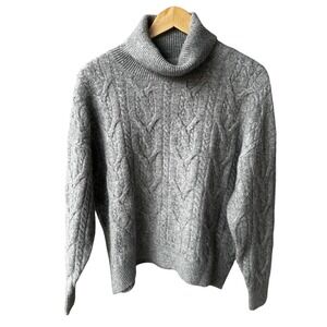Cyrus Turtleneck Sweater Top Gray Cable Knit Preppy Business Scandi Size Small